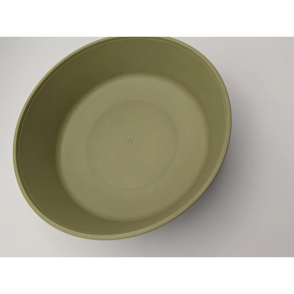 ChiffonWare 1973 Vintage Plastic Bowl Olive Green White Daisy Floral Retro MCM‎